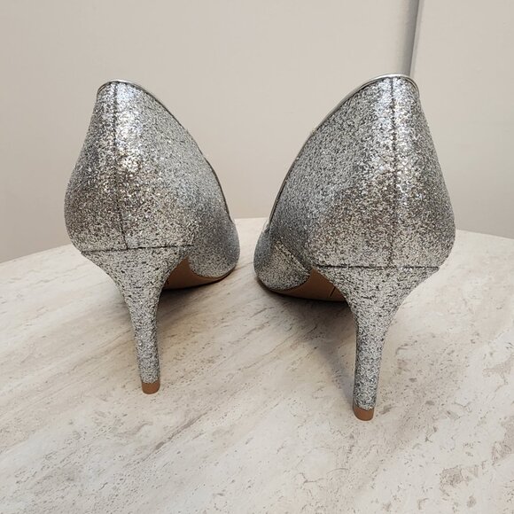 On 34th Womens Jeules Pointed-Toe Sli Silver Glitter 8M - Picture 2 of 10